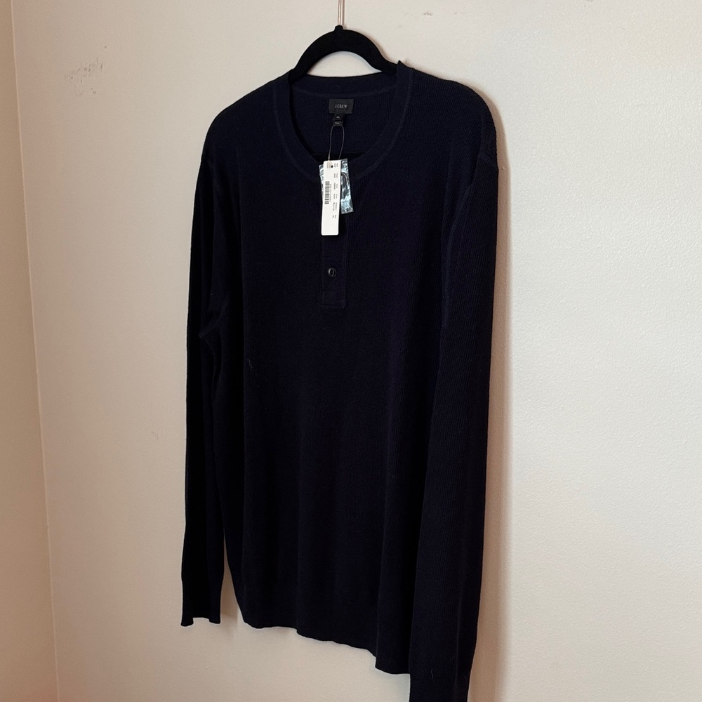 Black Long Sleeve Henley Sweater